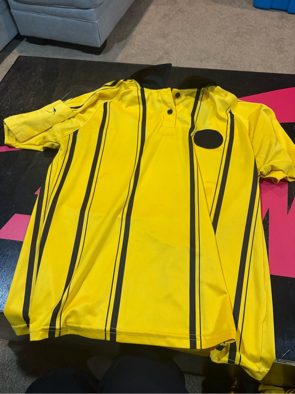Yellow and Black Striped Polo Shirt